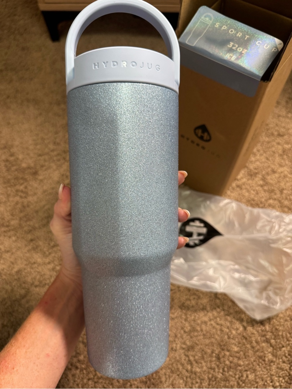 NWT HydroJug 32oz Sport Ice Birthday Glitter Baby Blue - Picture 4 of 5